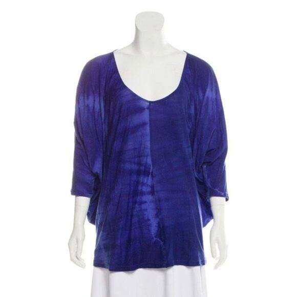 Elizabeth and James Tops - Y2K Elizabeth and James Oversized Indigo Tie-Dye Batwing Jersey Tee Top sz XS